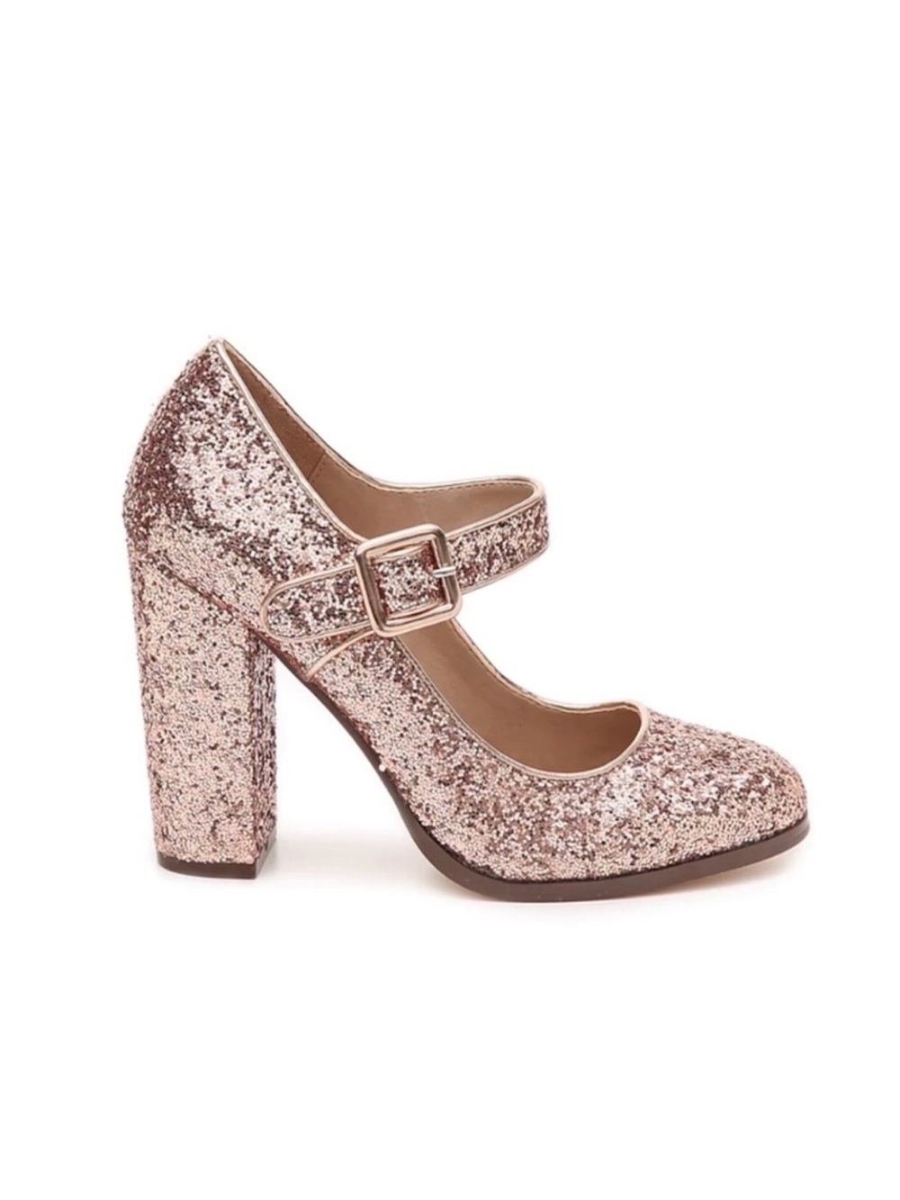 MIX No 6 Asuviel Rose Gold Gitter Sequins Mary Jane Heels Excellent Condition